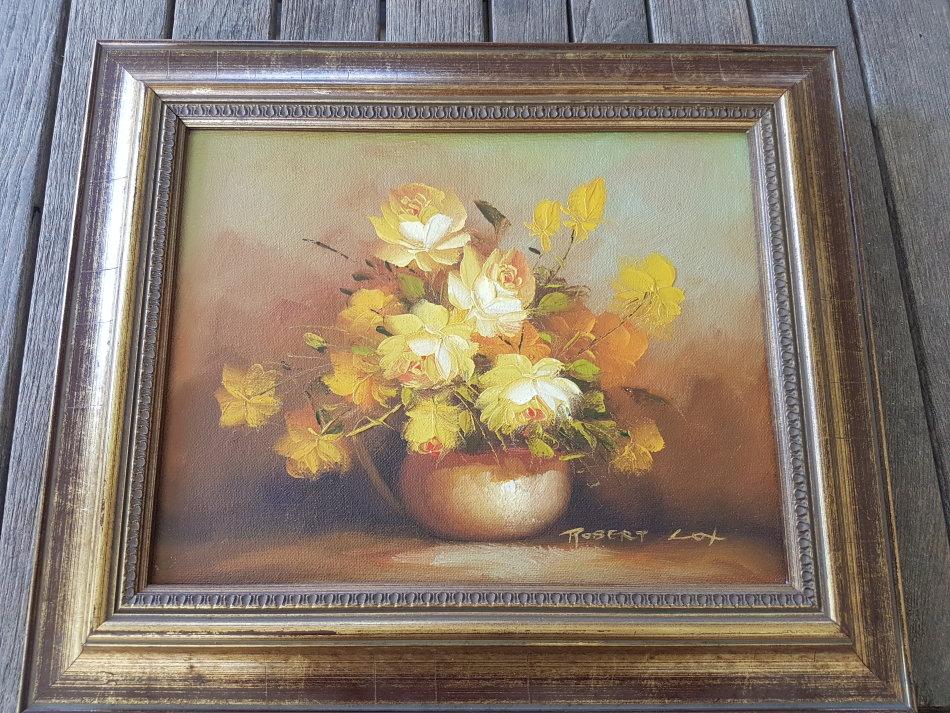 Paintings Robert Cox. Yellow Roses. Original oil, signed